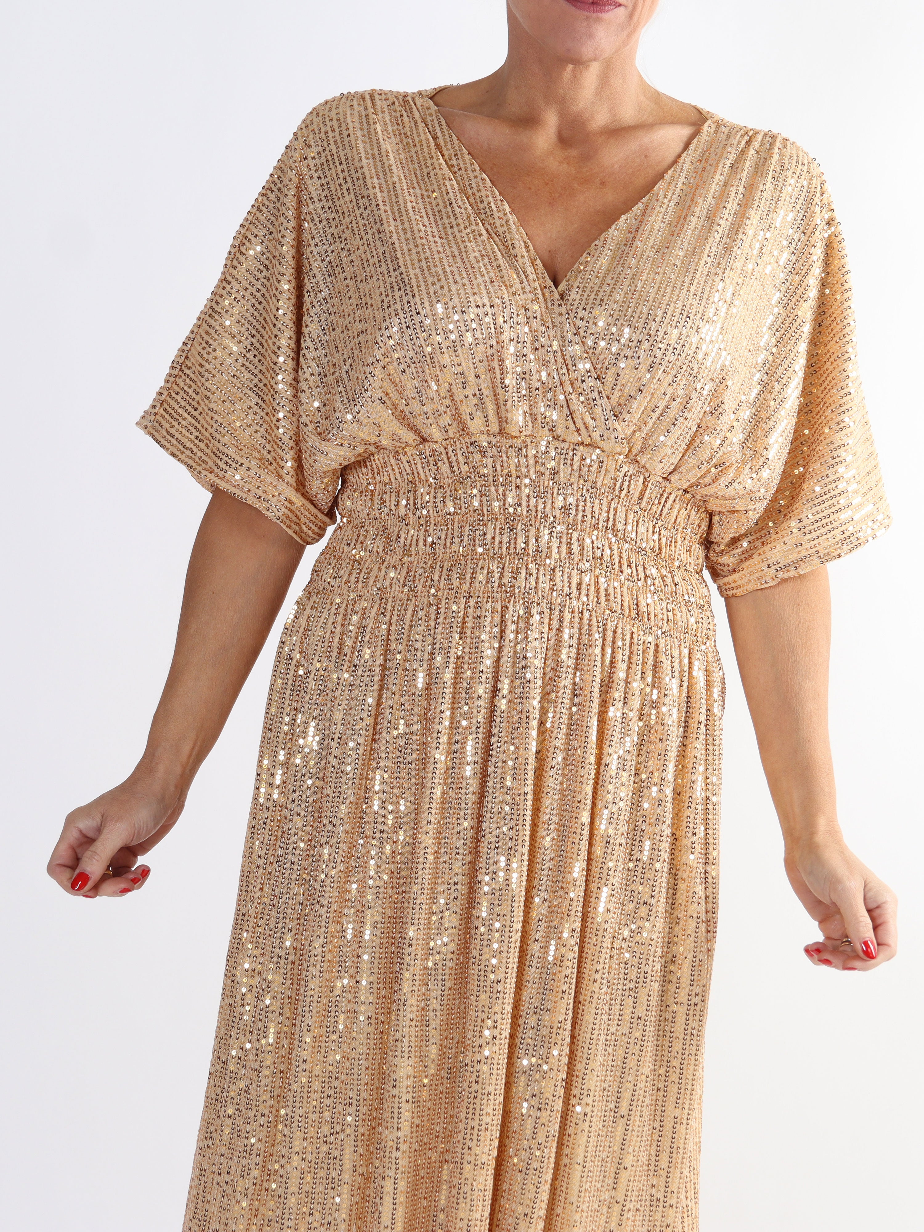 Pams Glitter - Lång plus size klänning med paljetter